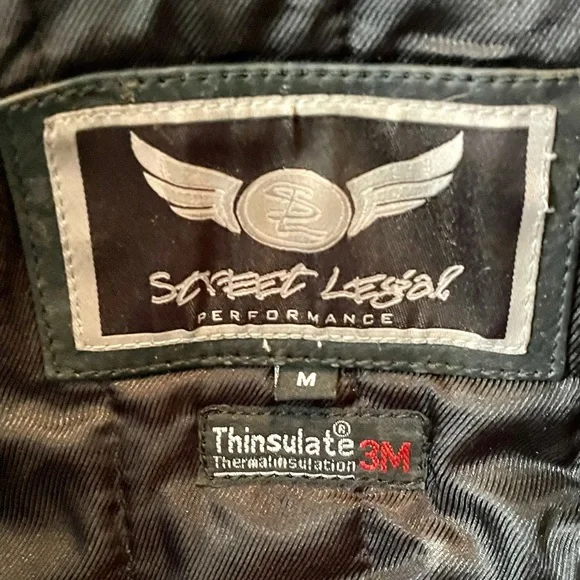 Street Legal Performance Medium Leather Black & Blue Padded Motorcycle Jacket